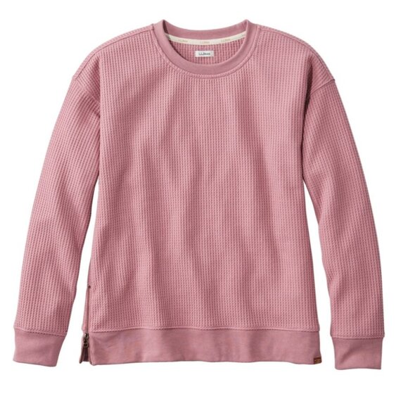 L.L. Bean Women's Birchwood Brushed Waffle Top Crewneck Washed Orchid Pink XS - Picture 9 of 9